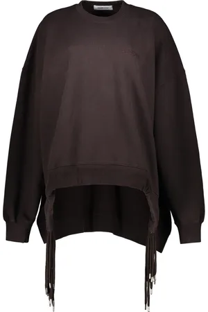 AMBUSH Sweatshirts, female, , Size: XS Ribbed Collar Cotton Sweatshirt with Asymmetric Hem