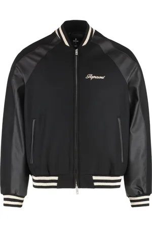 Represent Bomber Jackets, male, , Size: L Knitted Bomber Jacket with Vegan Leather
