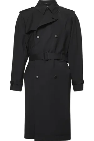 Fendi Trench Coats, male, , Size: M Wool Coat Double-Breasted