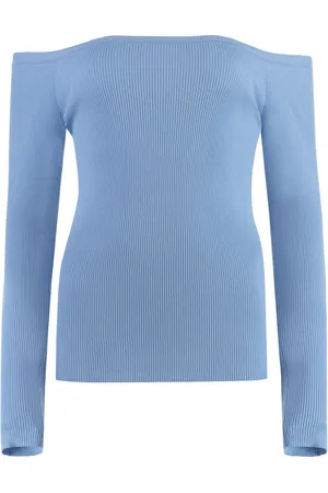 P.A.R.O.S.H. Long Sleeve Tops, female, , Size: S Off-shoulder Ribbed Knit Top