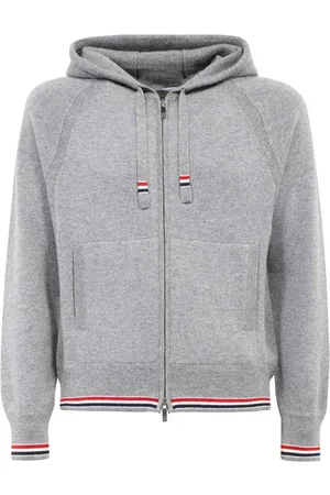 Thom Browne Zip-throughs, male, , Size: 2XL Cashmere Zipped Cardigan with Pockets