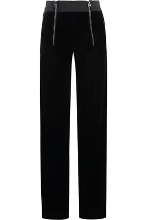 Tom Ford Straight Trousers, female, , Size: 4XS Velvet Trousers with Elastic Waistband