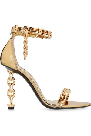Tom Ford High Heel Sandals, female, , Size: 6 US Gold-tone Sculptural Heel Sandals