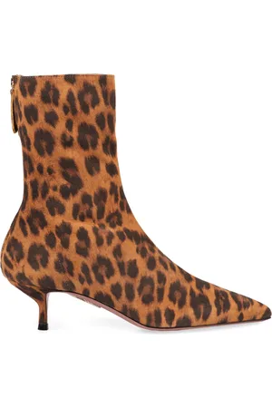 Aquazzura Heeled Boots, female, , Size: 7 US Animal Print Leather Ankle Boots