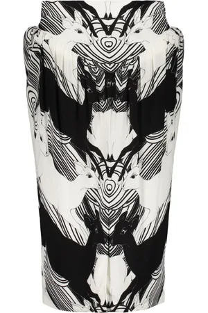 Burberry Midi Skirts, female, , Size: 2XS Patterned Midi Skirt with Slits