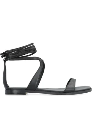 Michael Kors Flat Sandals, female, , Size: 6 US Leather Tie-Up Flat Sandals