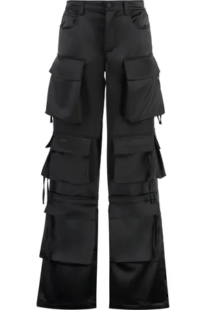 GIUSEPPE DI MORABITO Wide Trousers, female, , Size: S Satin Cargo Pants with Front Flap Pockets