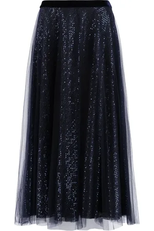 TALBOT RUNHOF Maxi Skirts, female, , Size: XL Sparkling Tulle Skirt with Velvet Waistline