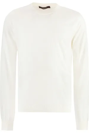 VERSACE Round-neck Knitwear, male, , Size: L Silk Blend Long Sleeve T-Shirt