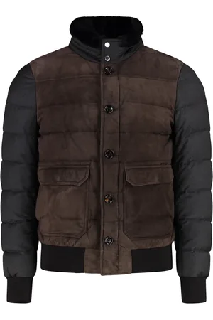 MOORER Down Jackets, male, , Size: XL Bomber Jacket with Suede Panel