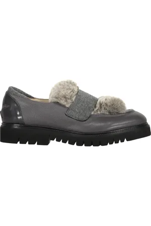 LORENA ANTONIAZZI Loafers, female, , Size: 10 US Fur Leather Loafers Round Toeline Rubber