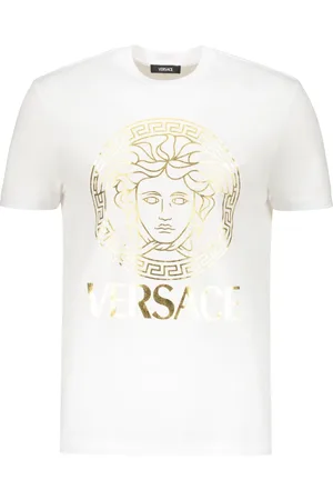 VERSACE T-Shirts, male, , Size: L Logo Print Cotton T-shirt