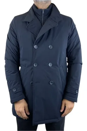 HERNO Double-Breasted Coats, male, , Size: XL Navy Detachable Parka Coat