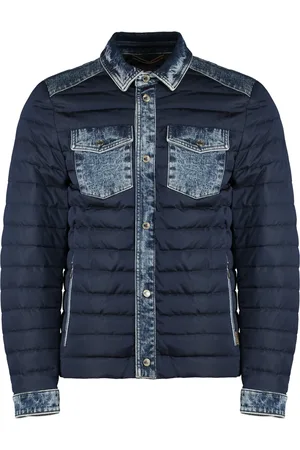 MOORER Down Jackets, male, , Size: M Denim Down Jacket with Goose Down