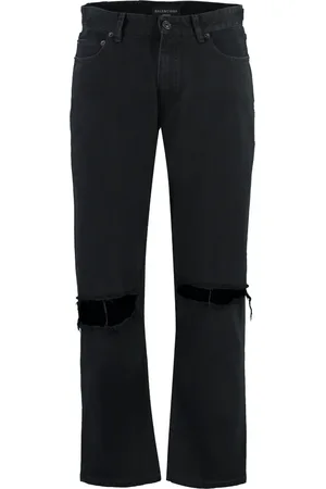 Balenciaga Straight Jeans, male, , Size: S Distressed Cropped Jeans