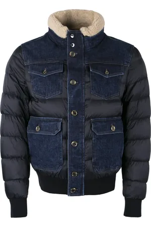 MOORER Down Jackets, male, , Size: L Padded Jacket with Denim Details