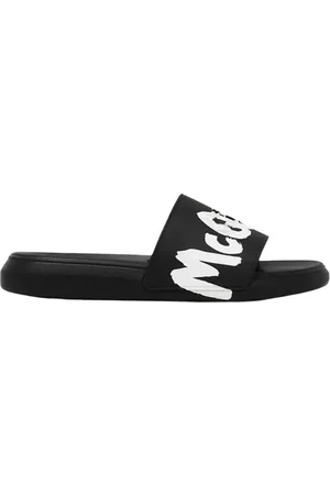 Alexander McQueen Sliders, male, , Size: 7 US Logo Slides for Pool and Beach