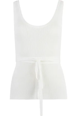 P.A.R.O.S.H. Sleeveless Tops, female, , Size: M Knitted Crop Top Ribbed Tank Top