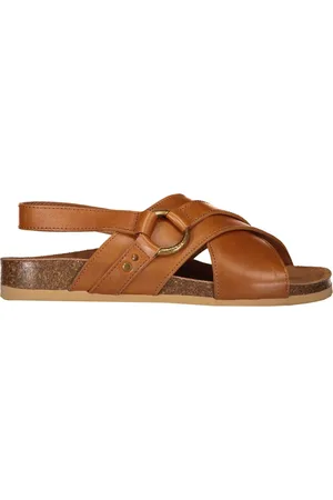 See by Chloé Flat Sandals, female, , Size: 5 US Calf Leather Ankle Strap Sandals