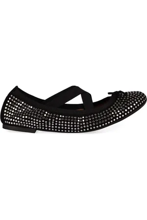 Aquazzura Ballerinas, female, , Size: 8 US Rhinestone Bow Suede Ballet Flats