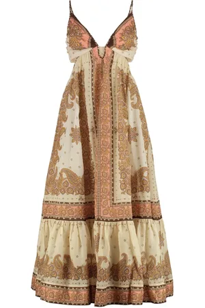 ZIMMERMANN Maxi Dresses, female, , Size: S Ramie Open-Back Dress with Pockets
