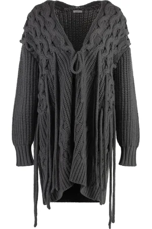 Malo Cashmere Knitwear, female, , Size: XS Cashmere Fringe Cable Knit Cardigan