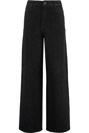 Self-Portrait Wide Jeans, female, , Size: W26 Rhinestone Wide-leg Jeans