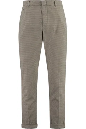 Dondup Chinos, male, , Size: W36 Prince-of-Wales Checked Trousers with Roll-up Cuffs
