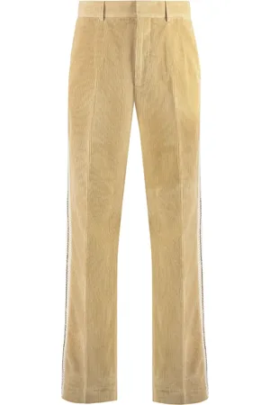 Palm Angels Straight Trousers, male, , Size: L Cotton Corduroy Trousers with Stripe