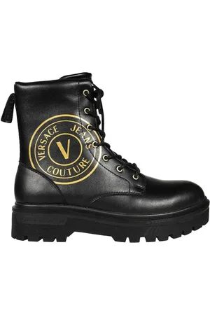 VERSACE Lace-up Boots, male, , Size: 6 US Smooth Leather Ankle Boots