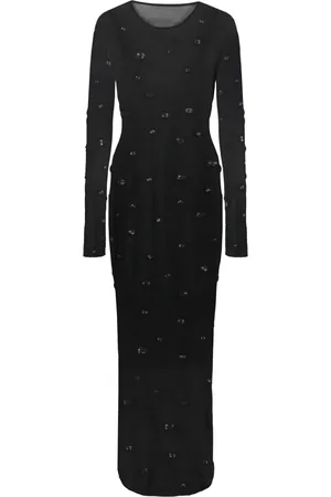 Alexander Wang Maxi Dresses, female, , Size: M Stone Embellished Long Sleeves Dress