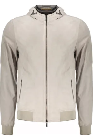 MOORER Bomber Jackets, male, , Size: L Hooded Leather Bomber Jacket
