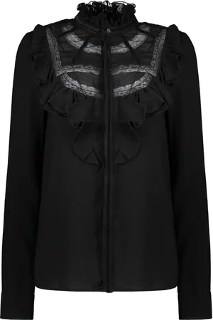 Dsquared2 Blouses, female, , Size: 2XS Embroidered Cotton Blouse Ruffled Style
