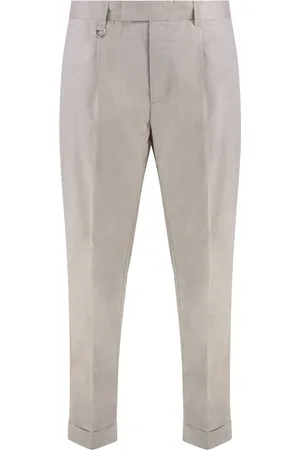 Paolo Pecora Suit Trousers, male, , Size: L Slim Fit Chino Trousers with Roll-Up Cuffs