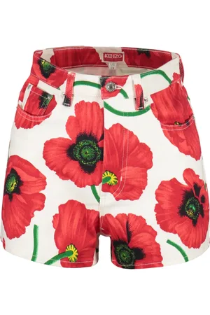 Kenzo Denim Shorts, female, , Size: W27 Floral Print Denim Cut-Off Shorts