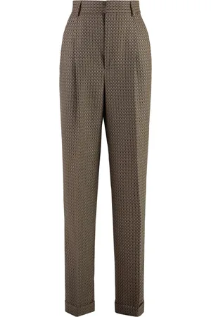 Moschino Tapered Trousers, female, , Size: S Wool Peace Motif Jacquard Trousers