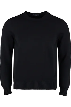 DRUMOHR Round-neck Knitwear, male, , Size: L Ribbed Cotton Crew-Neck Sweater
