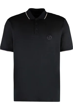 Giorgio Armani Polo Shirts, male, , Size: XL Ribbed Polo Shirt in Cotton Blend
