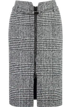 Tom Ford Short Skirts, female, , Size: XS Houndstooth Wool Skirt with Waist Belt