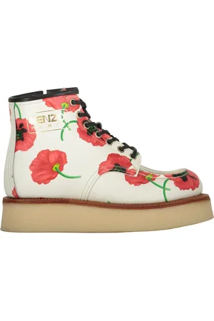 Kenzo Lace-up Boots, female, , Size: 6 US Floral Print Leather Ankle Boots