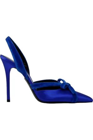 Tom Ford Pumps, female, , Size: 7 1/2 US Electric Satin and Velvet Bow Slingback