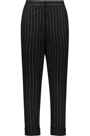 LORENA ANTONIAZZI Slim-fit Trousers, female, , Size: XS Striped Wool Trousers with Roll-up Cuffs