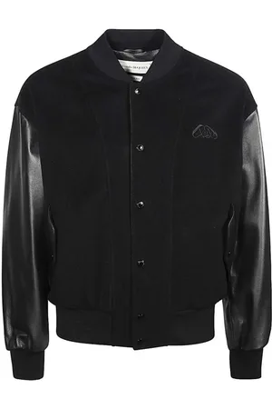 Alexander McQueen Bomber Jackets, male, , Size: L Wool Leather Bomber Jacket
