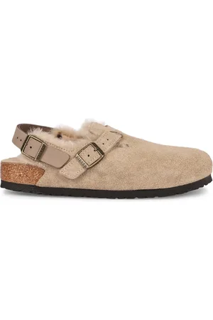 Birkenstock Clogs, female, , Size: 7 US Suede Mules with Fur Lining