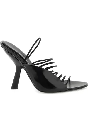 Salvatore Ferragamo Heeled Mules, female, , Size: 6 1/2 US Ultra-Fine Mini Strap Leather Sandals