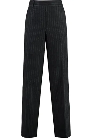 Michael Kors Straight Trousers, female, , Size: L Pinstriped Wool Trousers