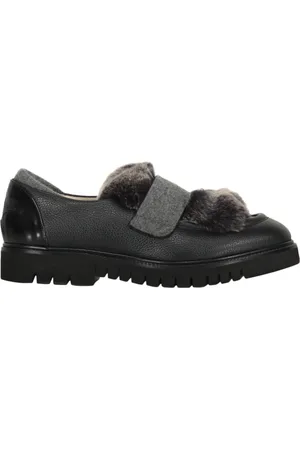LORENA ANTONIAZZI Loafers, female, , Size: 11 US Fur Leather Loafers Round Toeline