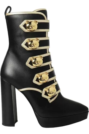 Moschino Heeled Boots, female, , Size: 7 US Pointy Toe Leather Ankle Boots
