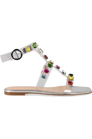 Gianvito Rossi Flat Sandals, female, , Size: 10 US Crystal Crash Gladiator Sandals with Crystal Details
