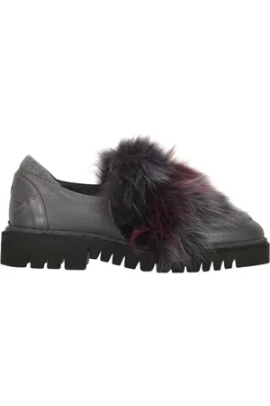 LORENA ANTONIAZZI Loafers, female, , Size: 6 US Fur Patch Leather Loafers